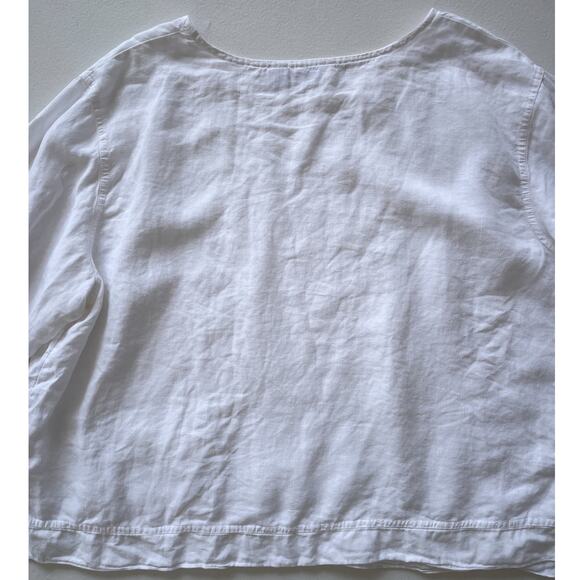 J. JILL White Linen Long Sleeve Pocket Top / Sz 3X / Lagenlook Minimal Casual - Picture 13 of 13